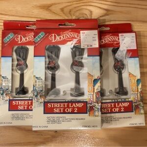 Three brand new boxes of vintage dickensvale Christmas village street lights
